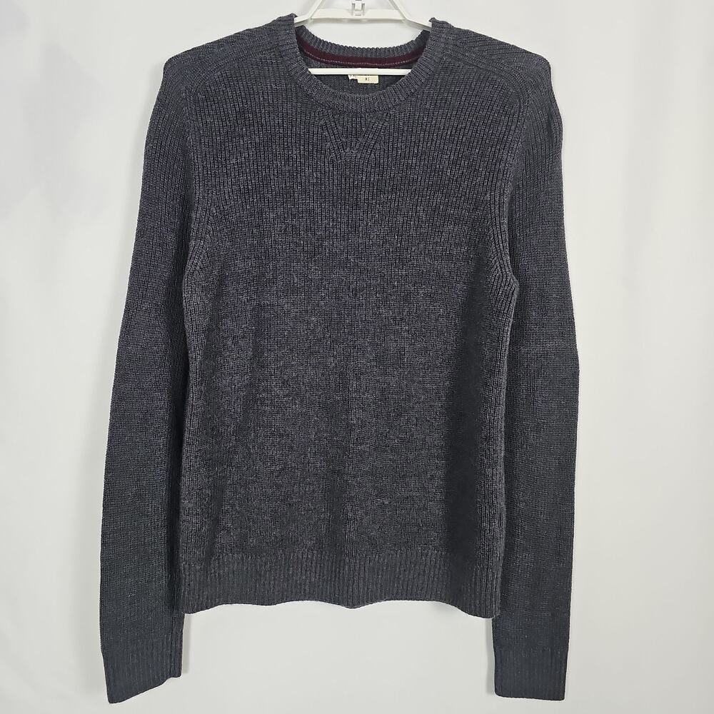 Bridge & Burn Mens XL 100% Merino Wool Gray Ribbed Crewneck Sweater Soft & Comfy